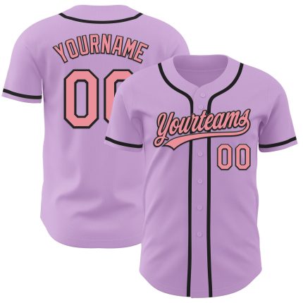 Custom Name and Number Baseball Jersey - Personalized Light Purple and Pink-Black Medium Size Authentic Jersey Personalized