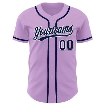 Custom Name and Number Authentic Baseball Jersey - Personalized Light Purple Navy-White Team Jersey Personalized Light Purple