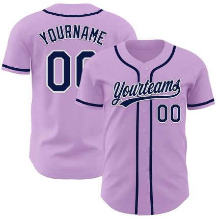 Custom Name and Number Authentic Baseball Jersey - Personalized Light Purple Navy-White Team Jersey Personalized Light Purple