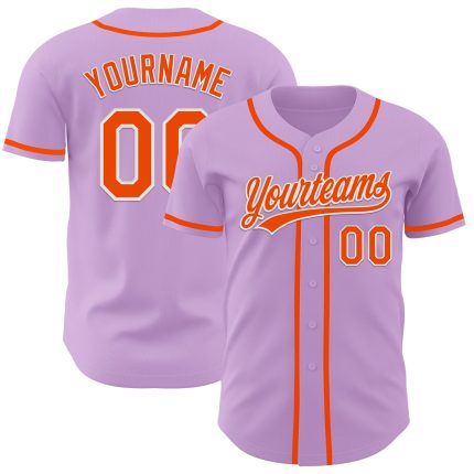Custom Authentic Baseball Jersey with Personalized Name and Number - Light Purple Orange White Design Personalized Light