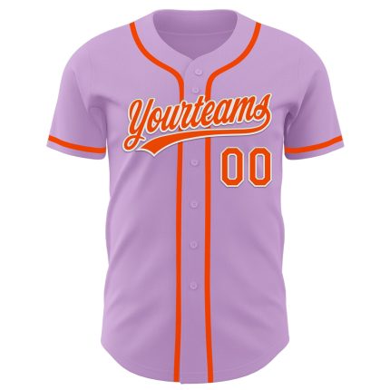 Custom Authentic Baseball Jersey with Personalized Name and Number - Light Purple Orange White Design Personalized Light