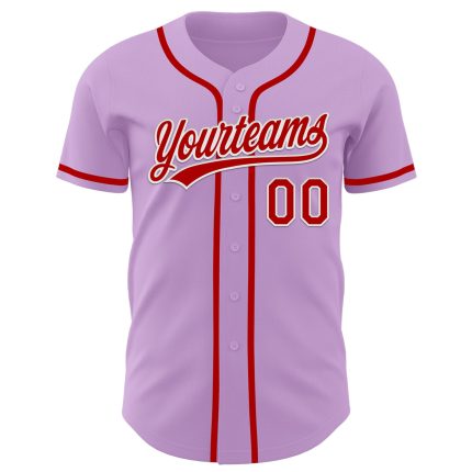 Custom Name and Number Light Purple Red-White Baseball Jersey - Personalized Authentic Team Jersey Personalized Light Purple