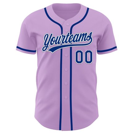 Custom Name and Number Authentic Baseball Jersey in Light Purple Royal-White, Personalized Team Gear Personalized Light Purple