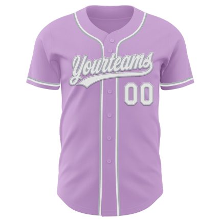 Custom Name and Number Authentic Baseball Jersey - Light Purple White Gray Team Jersey Personalized Light Purple White-Gray