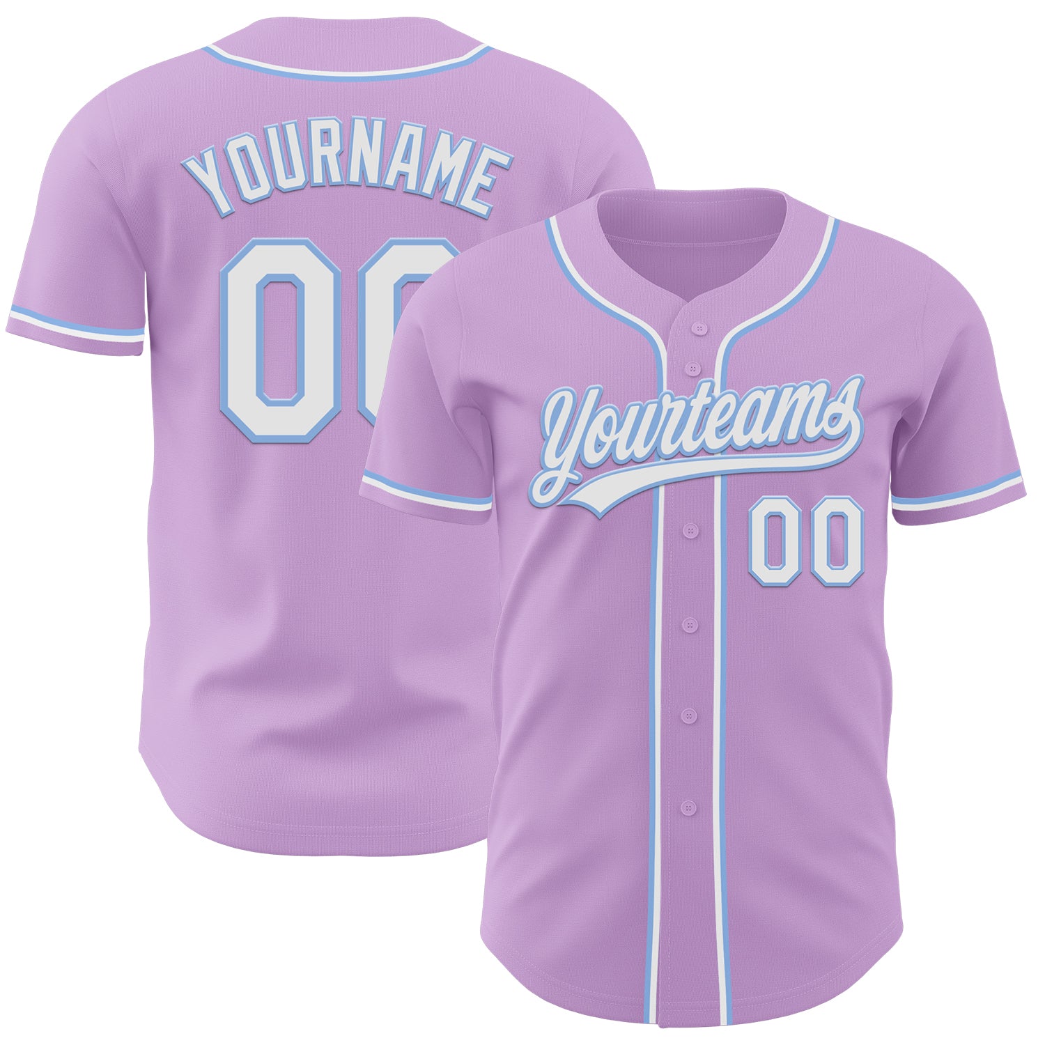 Custom Name and Number Personalized Light Purple White-Light Blue Baseball Jersey Authentic Team Apparel Personalized Light