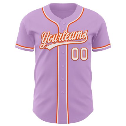 Personalized Custom Name and Number Light Purple White-Orange Baseball Jersey Authentic Personalized Light Purple White-Orange