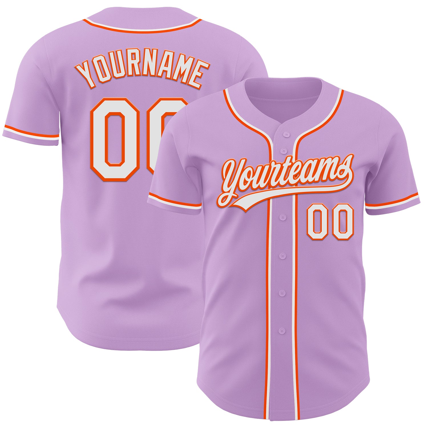 Personalized Custom Name and Number Light Purple White-Orange Baseball Jersey Authentic Personalized Light Purple White-Orange