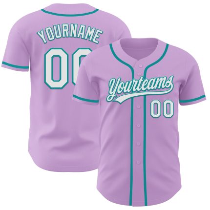 Custom Light Purple White-Teal Baseball Jersey with Personalized Name and Number - Authentic Team Apparel Personalized Light