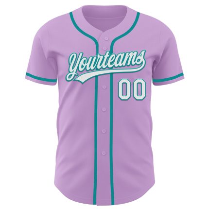 Custom Light Purple White-Teal Baseball Jersey with Personalized Name and Number - Authentic Team Apparel Personalized Light
