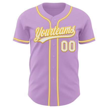 Custom Name and Number Light Purple White Yellow Baseball Jersey - Personalized Authentic Team Jersey Personalized Light
