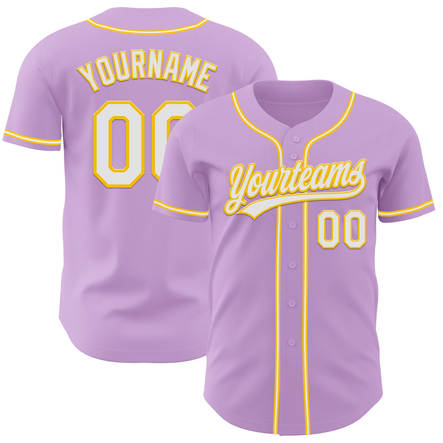 Custom Name and Number Light Purple White Yellow Baseball Jersey - Personalized Authentic Team Jersey Personalized Light