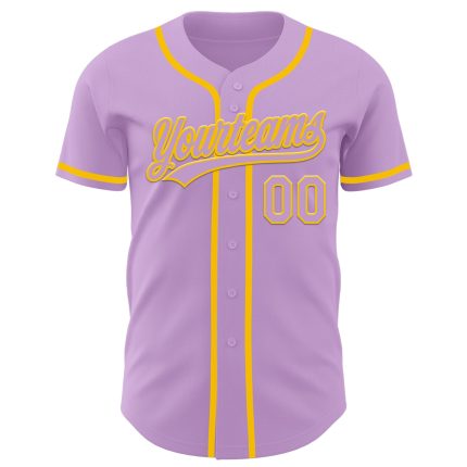 Custom Name and Number Authentic Baseball Jersey - Personalized Light Purple Yellow Team Uniform Personalized Light Purple