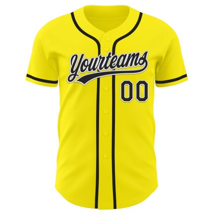 Custom Team Name and Number Personalized Light Yellow Baseball Jersey - Authentic Black and White Design Personalized Light