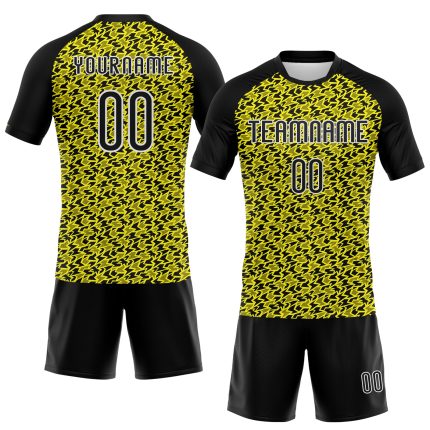 Custom Name & Number Volleyball Uniform Jersey - Personalized Light Yellow Black-White Geometric Design Personalized Light