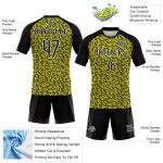 Custom Name & Number Volleyball Uniform Jersey - Personalized Light Yellow Black-White Geometric Design Personalized Light