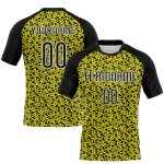 Custom Name & Number Volleyball Uniform Jersey - Personalized Light Yellow Black-White Geometric Design Personalized Light
