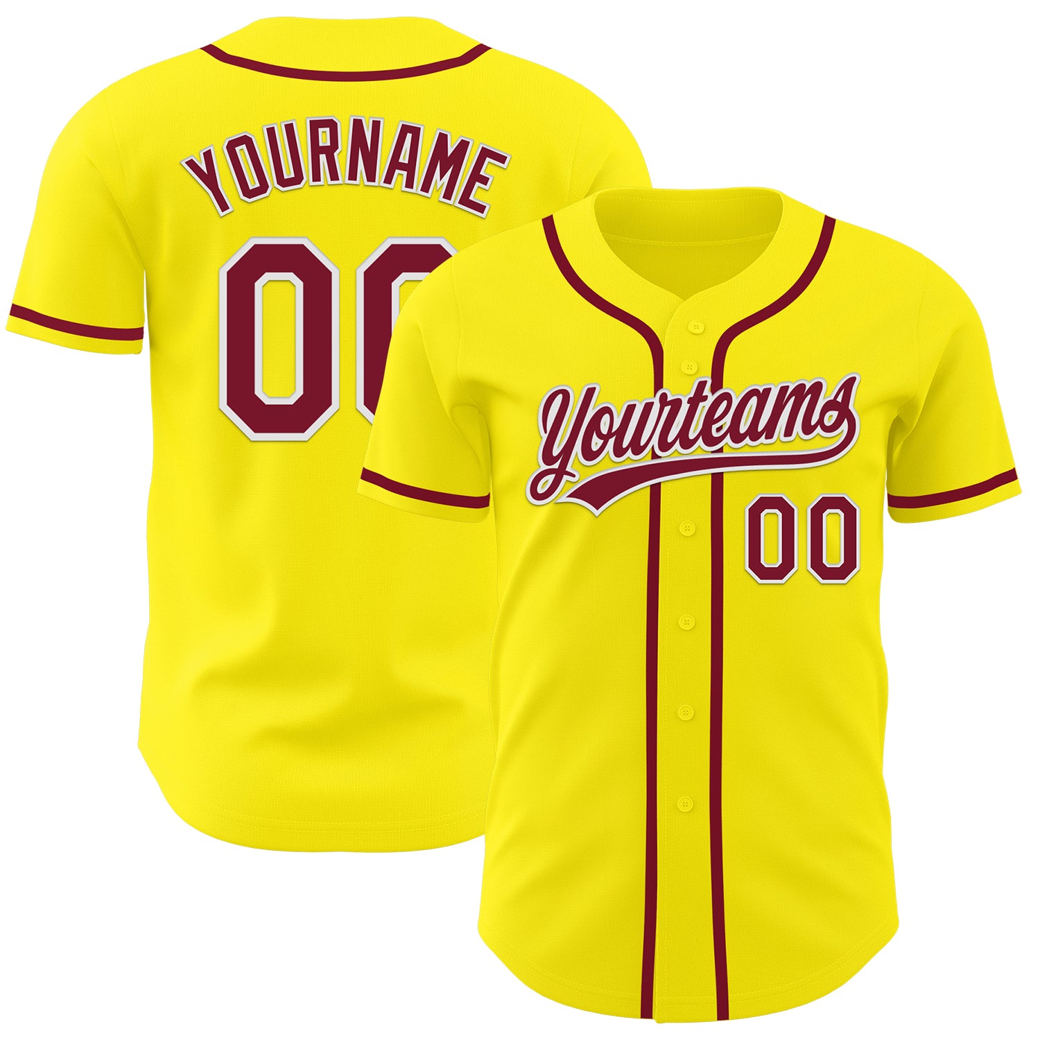 Custom Name and Number Personalized Light Yellow Crimson-White Baseball Jersey - Authentic Team Jersey Personalized Light