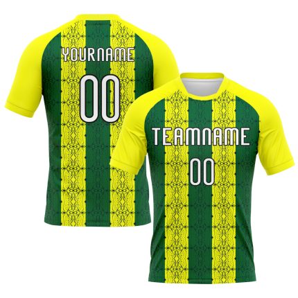 Custom Abstract Shape Volleyball Uniform Jersey - Light Yellow Green-Black, Personalized Name & Number Personalized Light