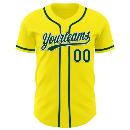 Customizable Team Baseball Jersey - Light Yellow Green-White Authentic Jersey with Name and Number Personalized Light Yellow