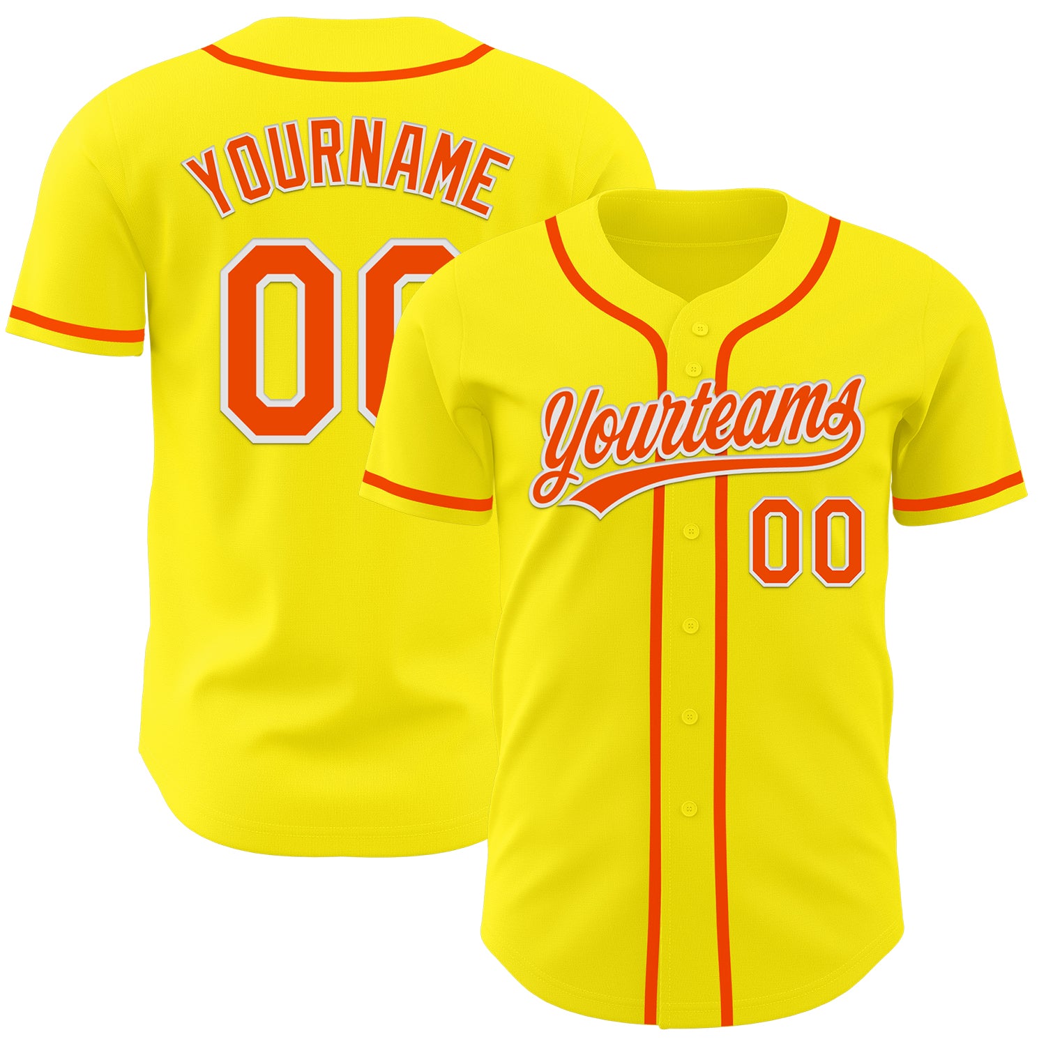 Custom Personalized Baseball Jersey with Team Name and Number - Light Yellow Orange-White Authentic Style Personalized Light