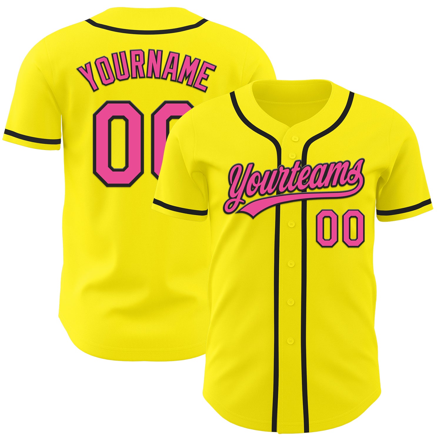 Custom Name Number Authentic Baseball Jersey Light Yellow Pink Black - Personalized Team Jersey Personalized Light Yellow