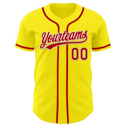 Custom Authentic Baseball Jersey with Personalized Name and Number - Light Yellow Red-White Team Jersey Personalized Light