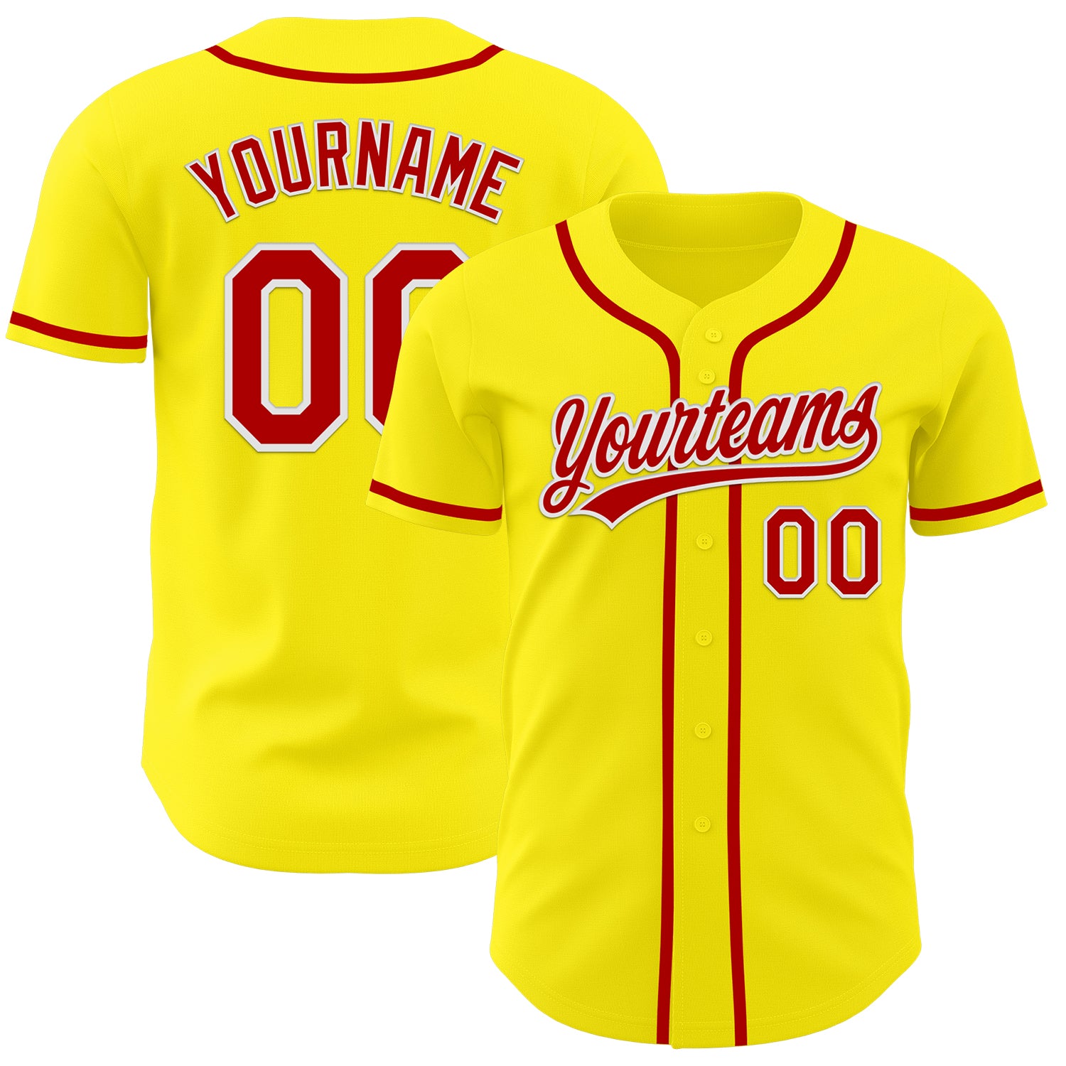 Custom Authentic Baseball Jersey with Personalized Name and Number - Light Yellow Red-White Team Jersey Personalized Light