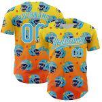 Personalized 3D Pattern Design Flame Football Helmet in Light Yellow, Sky Blue, Orange-Cream - Authentic Baseball Jersey