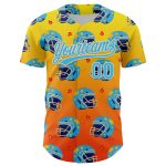 Personalized 3D Pattern Design Flame Football Helmet in Light Yellow, Sky Blue, Orange-Cream - Authentic Baseball Jersey