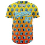 Personalized 3D Pattern Football Helmet and Baseball Jersey with Custom Name and Number - Light Yellow Sky Blue Orange-Cream Design