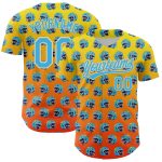 Personalized 3D Pattern Football Helmet and Baseball Jersey with Custom Name and Number - Light Yellow Sky Blue Orange-Cream Design