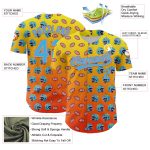 Personalized Custom Name and Number Baseball Jersey with 3D Football Helmet and Elements in Light Yellow, Sky Blue, Orange, Medium Pink