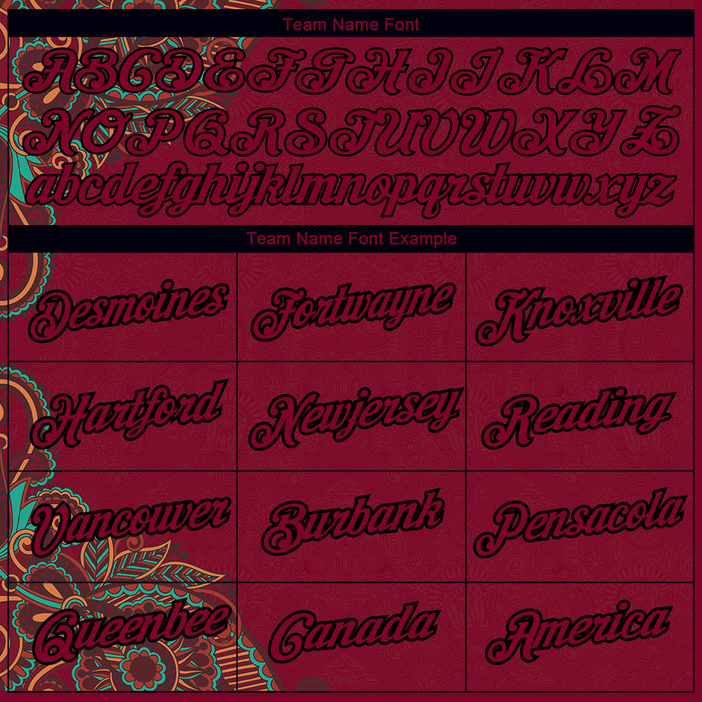 Personalized Maroon Black 3D Pattern Floral Design Performance T-Shirt Team Custom Name and Number Custom Name Number Maroon Black 3D Floral Design Performance T-Shirt - Personalized Team Apparel Personalized Maroon Black - Image 3