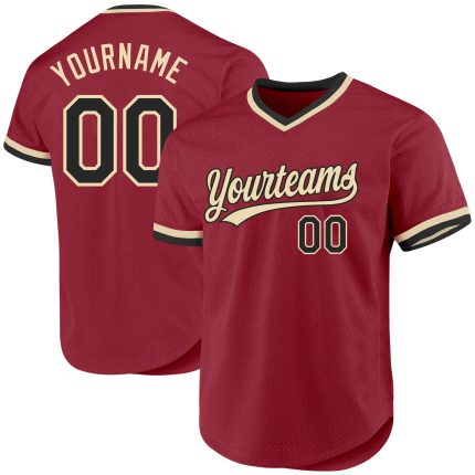 Custom Maroon Black-Cream Authentic Throwback Baseball Jersey Personalized Name and Number Team Gear Personalized Maroon