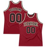 Custom Name and Number Basketball Jersey - Maroon Black-Cream Authentic Throwback Team Jersey Personalized Maroon Black-Cream