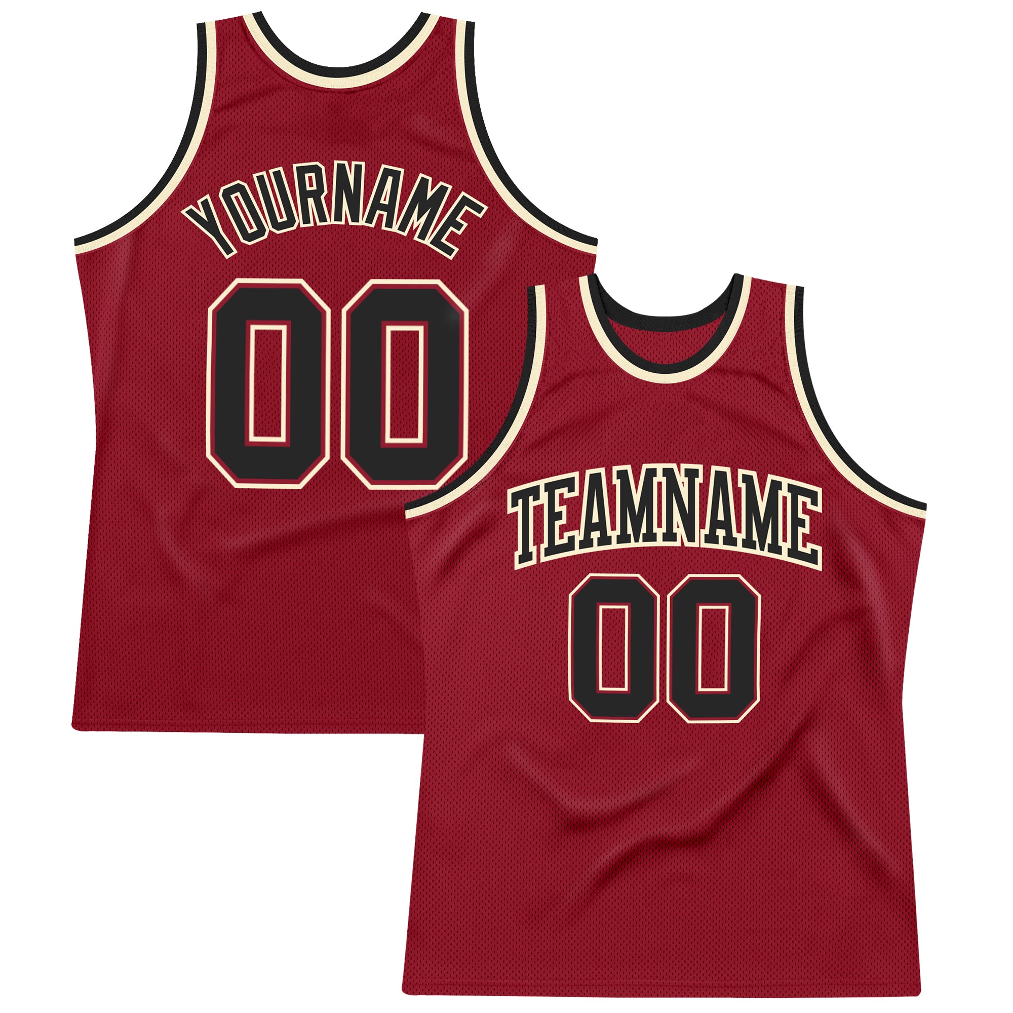 Custom Name and Number Basketball Jersey - Maroon Black-Cream Authentic Throwback Team Jersey Personalized Maroon Black-Cream