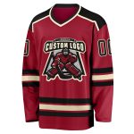 Personalized Maroon Black Cream Hockey Jersey for Custom Team Wear Personalized Maroon Black-Cream Hockey Jersey
