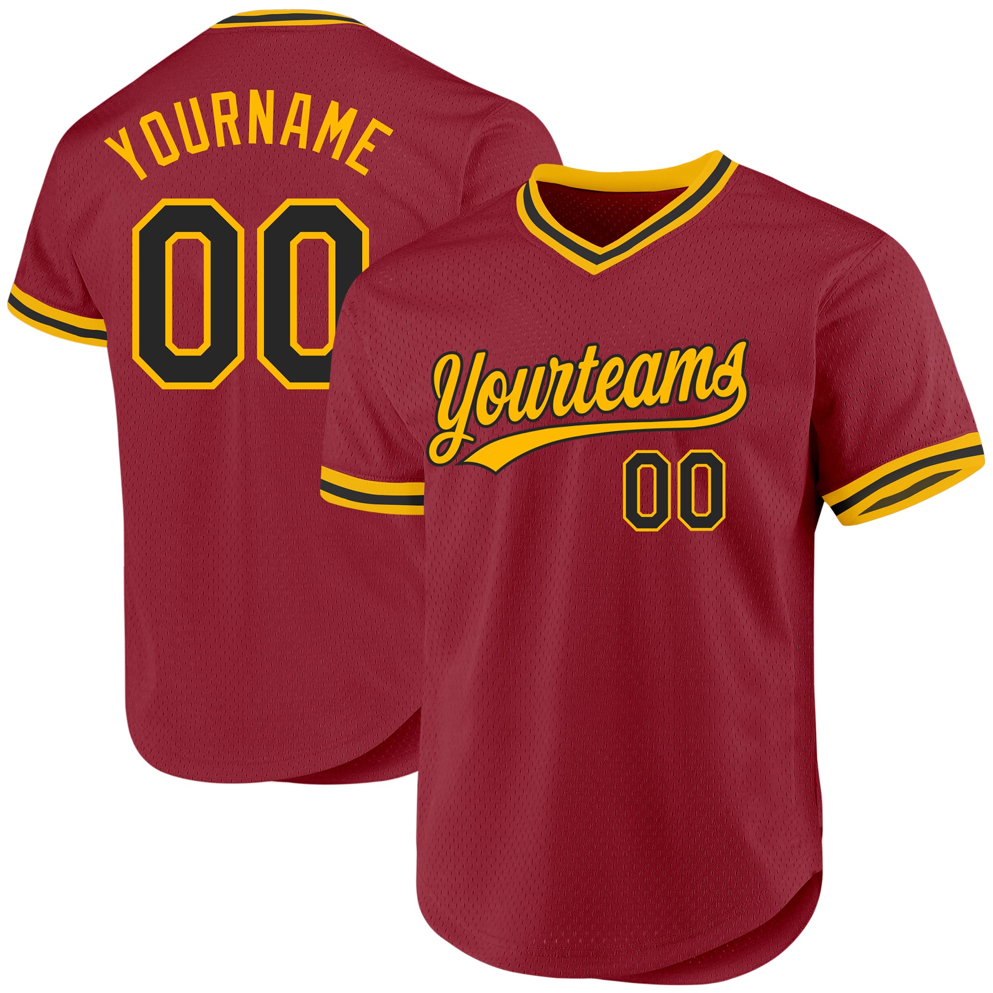 Custom Name Number Authentic Maroon Black-Gold Throwback Baseball Jersey | Personalized Team Jersey Personalized Maroon Black-Gold