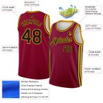 Personalized Authentic City Edition Basketball Jersey with Custom Name and Number - Maroon Black-Gold Side Stripes Personalized