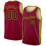 Personalized Authentic City Edition Basketball Jersey with Custom Name and Number - Maroon Black-Gold Side Stripes Personalized