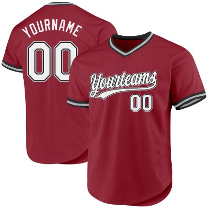 Custom Maroon Black-Gray Authentic Throwback Baseball Jersey with Name & Number - Personalized Team Apparel Personalized