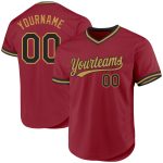Custom Name and Number Authentic Throwback Baseball Jersey, Maroon and Black with Old Gold - Personalized Team Jersey Personalized