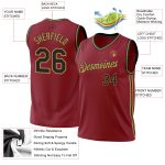 Personalized Authentic Throwback Basketball Jersey in Maroon and Black-Old Gold Personalized Maroon Black-Old Gold Authentic