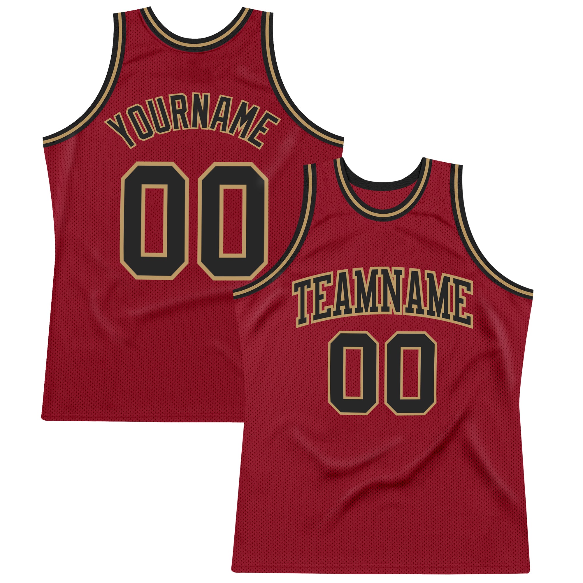 Custom Basketball Jersey with Personalized Name & Number - Maroon Black-Old Gold Authentic Throwback Design Personalized