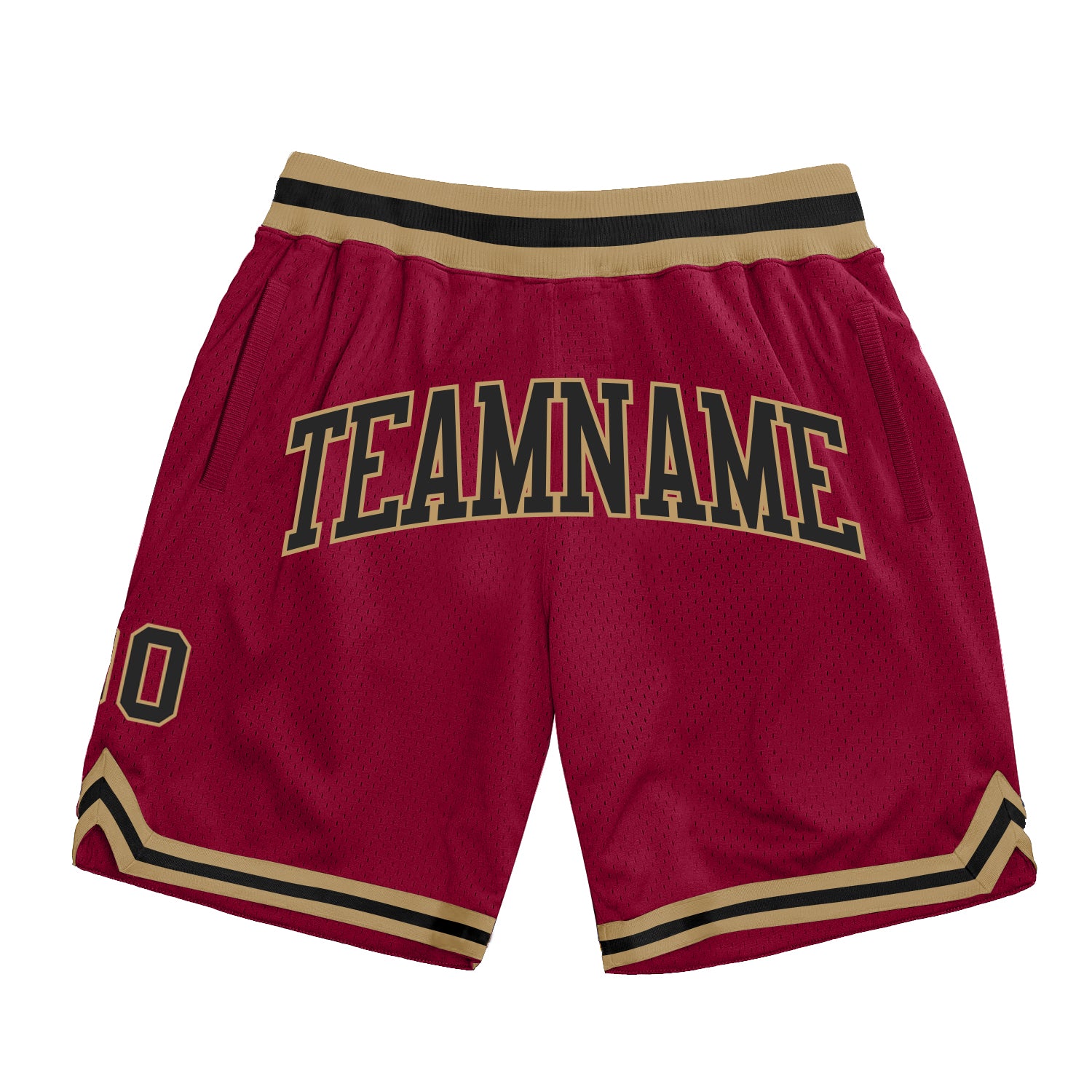 Custom Team Basketball Shorts with Name and Number - Maroon and Black-Old Gold Authentic Throwback Style Personalized Maroon