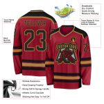 Personalized Maroon Black Old Gold Hockey Jersey for Men and Women Personalized Maroon Black-Old Gold Hockey Jersey
