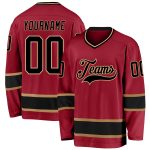 Custom Name and Number Hockey Jersey in Maroon and Old Gold - Personalized Team Apparel Personalized Maroon Black-Old Gold