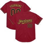 Custom Name Number Authentic Baseball Jersey - Personalized Maroon Black Old Gold Mesh Throwback Team Apparel Personalized
