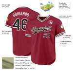Custom Name and Number Personalized Maroon Black White Baseball Jersey - Authentic Throwback Team Jersey Personalized Maroon