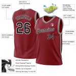 Personalized Maroon Basketball Jersey - Authentic Black-White Throwback Style Personalized Maroon Black-White Authentic Throwback